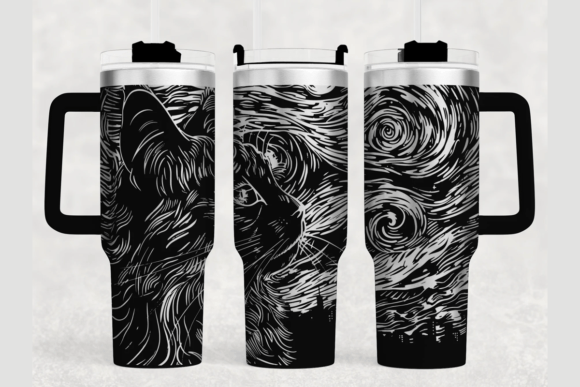Cat Starry Night 40oz Laser Tumbler Wrap