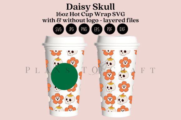 Daisy Skull Halloween 16oz Hot Cup Wrap