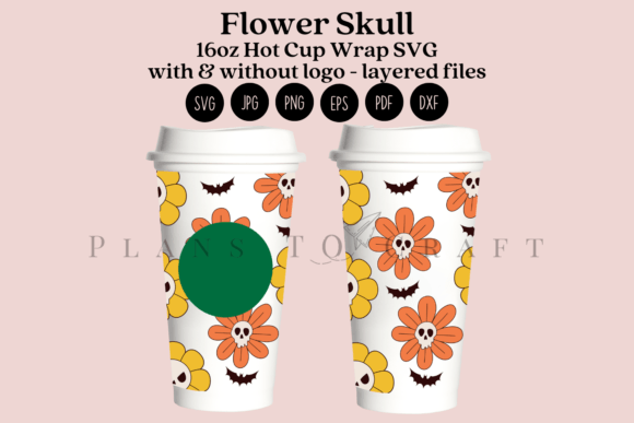 Flower Skull Halloween 16oz Hot Cup Wrap
