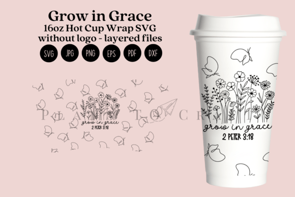 Grow in Grace 16oz Hot Cup Tumbler Wrap