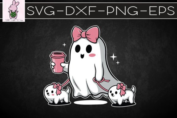 Halloween Cute Ghost Walking Dog SVG