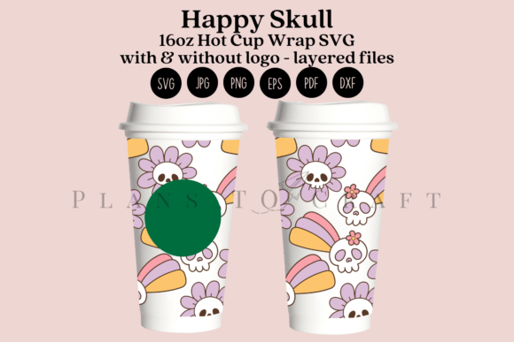 Happy Skull Halloween 16oz Hot Cup Wrap