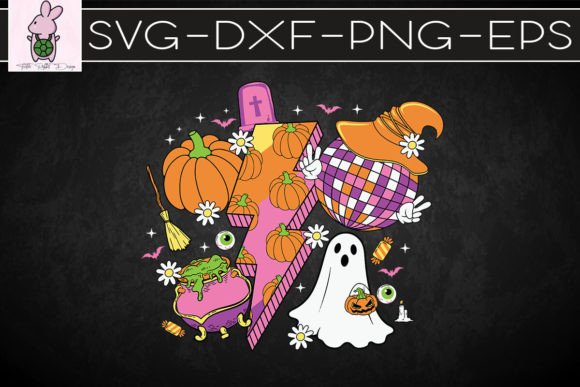 Retro Groovy Lightning Bolt Spooky SVG