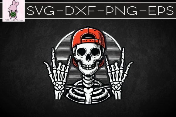 Rocker Skater Skeleton Halloween SVG