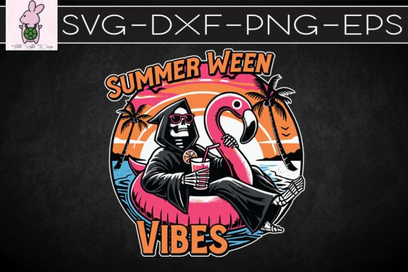 Summerween Vibes Skeleton Flamingo SVG
